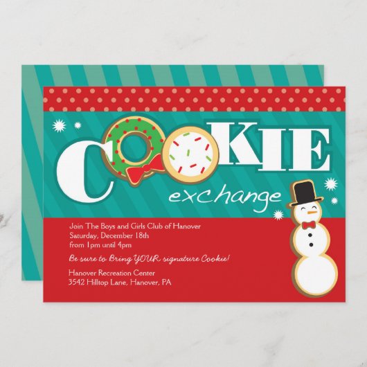 ホリデークッキー交換パーティの招待状 招待状 (正面/裏面)