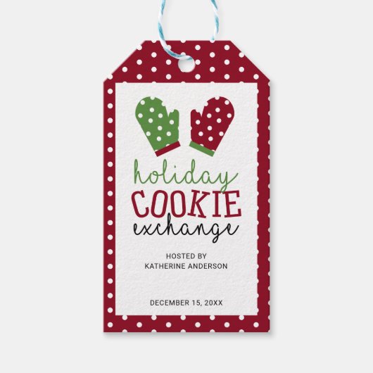 ホリデークッキー交換パーティークリスマスオーブンミッツ ギフトタグ (正面)