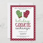 ホリデークッキー交換パーティークリスマスオーブンミッツ 招待状 (正面)