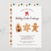 ホリデークッキー交換パーティ クリスマス かわいい 招待状 (正面/裏面)