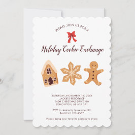 ホリデークッキー交換パーティ クリスマス かわいい 招待状