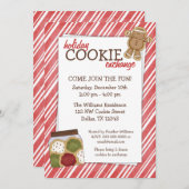 ホリデークッキー交換レッドストライプ招待状 招待状 (正面/裏面)