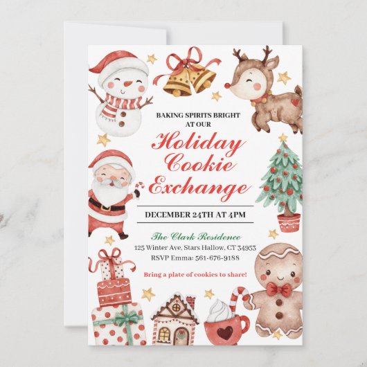 ホリデークッキー交換招待状,クリスマス 招待状 (正面)