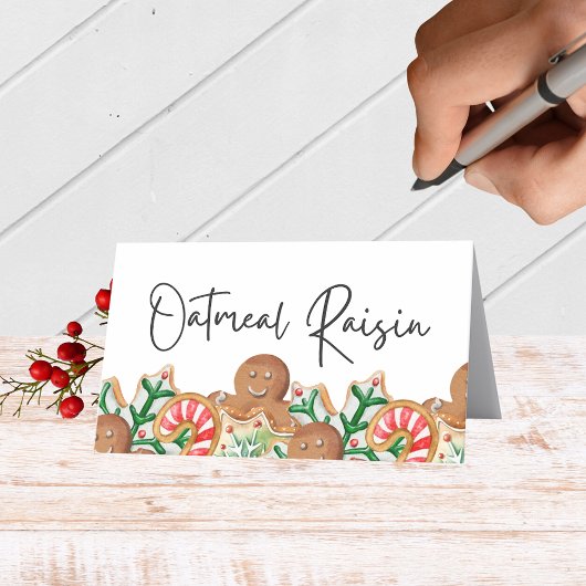 ホリデークッキー折り畳み食品、飲み物または座席表 プレイスカード