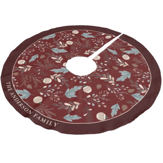 ホリデークラシックフローラウィンターグリーナリークリスマス ブラッシュドポリエステルツリースカート (アングル)