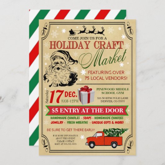 ホリデークラフトマーケット招待状 招待状 (正面/裏面)