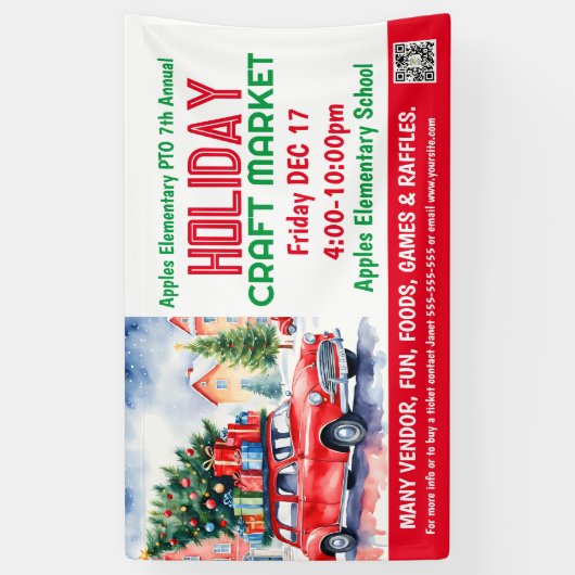 ホリデークラフトマーケットPTO PTA教会バナー 横断幕 (縦)