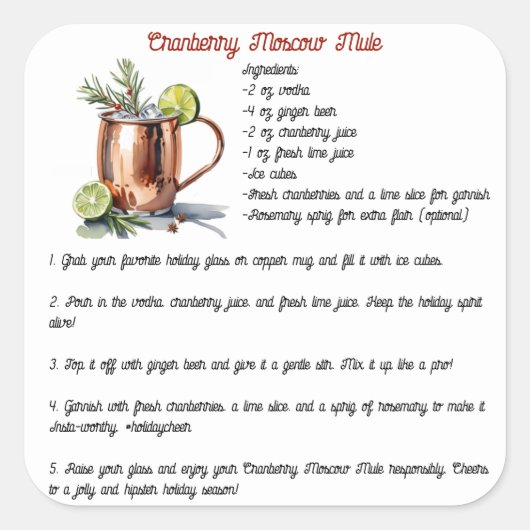 ホリデークランベリーモスクワムルカクテルレシピ スクエアシール (正面)