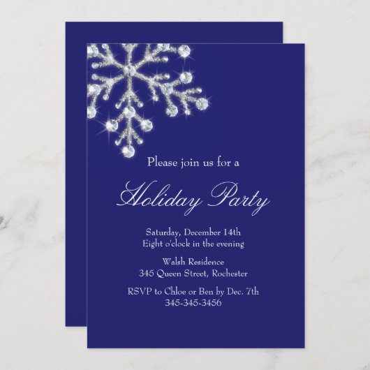 ホリデークリスタルスノーフレーク 招待状 (正面/裏面)