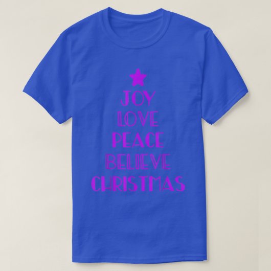 ホリデークリスチャンクリスマスツリー喜び愛の平和ベ Tシャツ (デザイン正面)