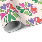 ホリデークリスティマシーハーティ花模様 ラッピングペーパー (ロールコーナー)