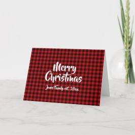 ホリデークリスマスの喜び、赤いバッファローチェック柄 カード