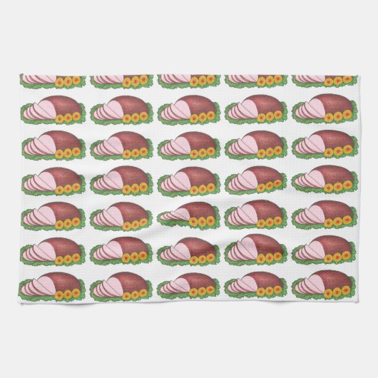 ホリデークリスマスイースターグレーズハムディナーフード キッチンタオル (横)