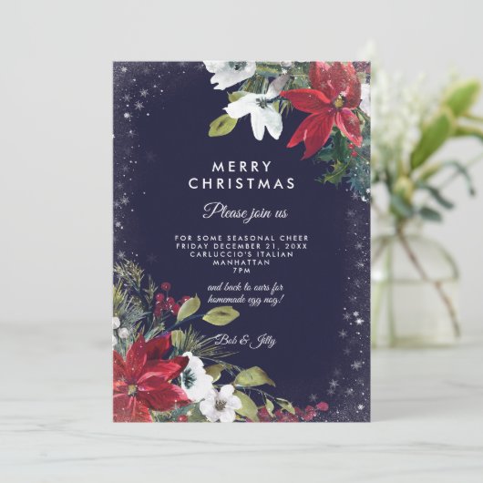 ホリデークリスマスウィンターフローラパーティの招待状 招待状 (スタンド正面)