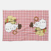 ホリデークリスマスウエスタンカウボーイ雪だるま キッチンタオル (横)