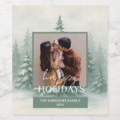 ホリデークリスマスウォーター色の雪 – 覆われたカスタム ワインラベル (シングルラベル)