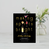 ホリデークリスマスカクテルパーティの招待状 箔シーズンポストカード (立ち正面)