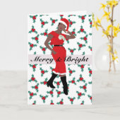 ホリデークリスマスカードとヴィンテージブラック女性 カード (黄色い花)