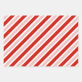 ホリデークリスマスキャンディーケーンレッドフェスティバルストライプ ラッピングペーパーシート (正面2)