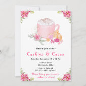 ホリデークリスマスクッキーとココアピンク 招待状 (正面)