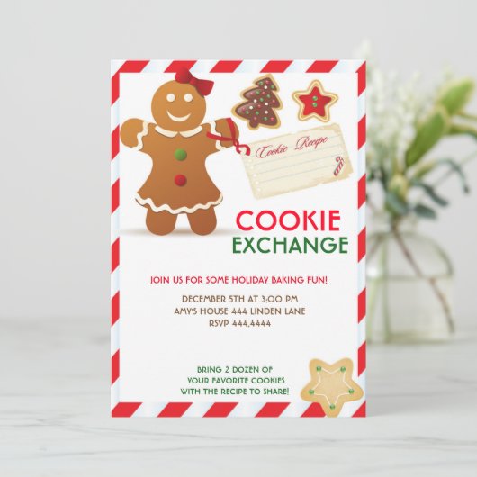 ホリデークリスマスクッキーエクスチェンジ招待状 招待状 (スタンド正面)