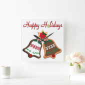 ホリデークリスマスクッキーベル スクエア壁時計 (ホーム)