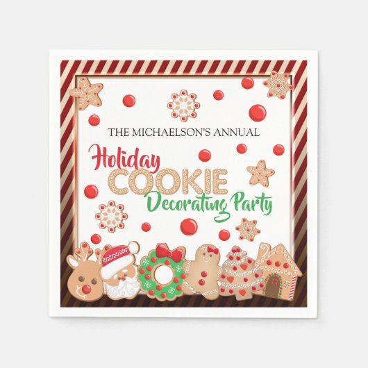 ホリデークリスマスクッキー飾ズパーティー スタンダードカクテルナプキン (正面)