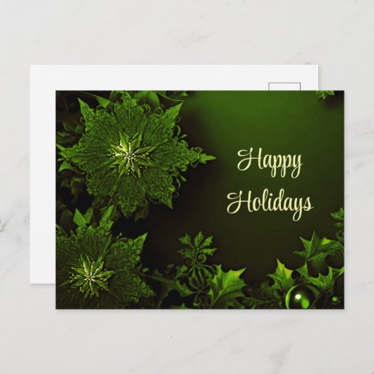 ホリデークリスマスグリーンフローラはがき ポストカード (正面/裏面)