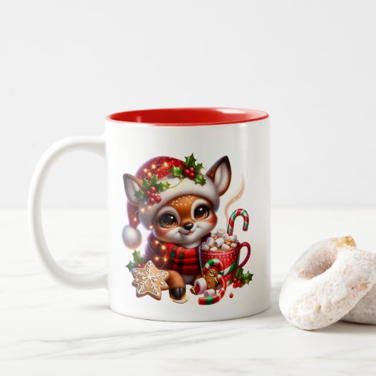 ホリデークリスマスコーヒーマグ ツートーンマグカップ (ドーナツ)