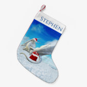 ホリデークリスマスサンタウィンタードラゴン スモールクリスマスストッキング (正面 (吊り時))