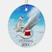 ホリデークリスマスサンタウィンタードラゴン セラミックオーナメント (左)