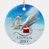 ホリデークリスマスサンタウィンタードラゴン セラミックオーナメント (裏面)