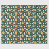 ホリデークリスマスサンタワークショップミニマルレトロ ラッピングペーパー (フラット)