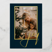 ホリデークリスマスジョイパーソナライズされたト 箔シーズンカード (正面)