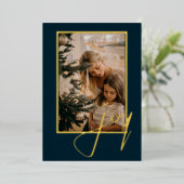 ホリデークリスマスジョイパーソナライズされたト 箔シーズンカード (立ち正面)