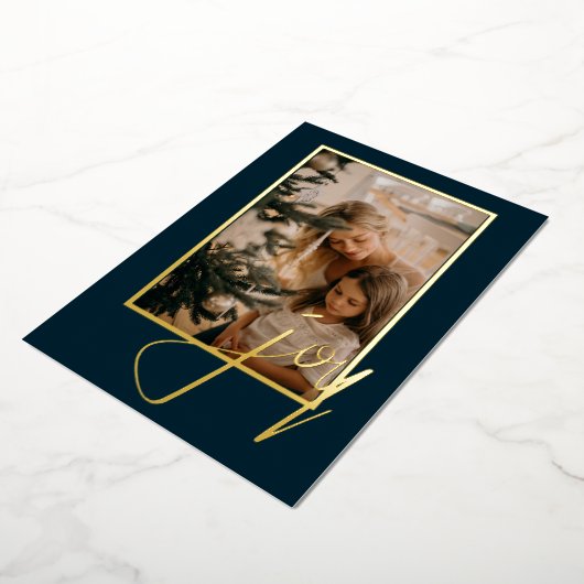 ホリデークリスマスジョイパーソナライズされたト 箔シーズンカード (回転した状態)