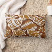 ホリデークリスマスジンジャーブレッドCookieホワイトアイシング ランバークッション (ブランケット)