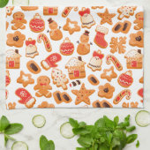 ホリデークリスマスジンジャーブレッドCookie キッチンタオル (折り畳み)