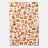 ホリデークリスマスジンジャーブレッドCookie キッチンタオル (縦)