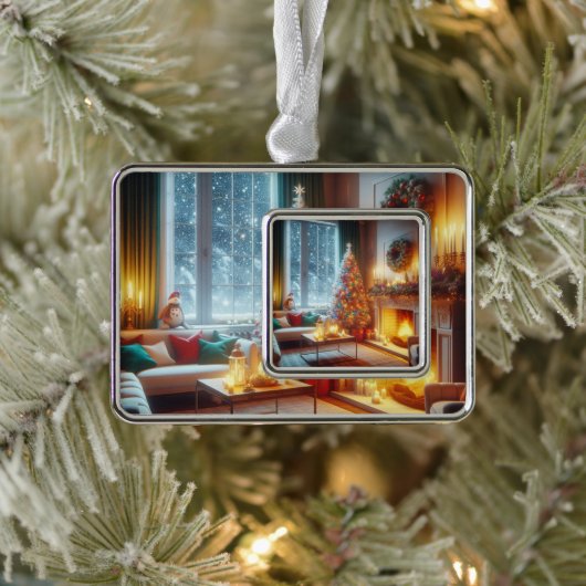 ホリデークリスマスチャーム シルバープレートフレームオーナメント (ツリー)