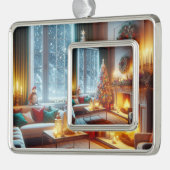 ホリデークリスマスチャーム シルバープレートフレームオーナメント (左)