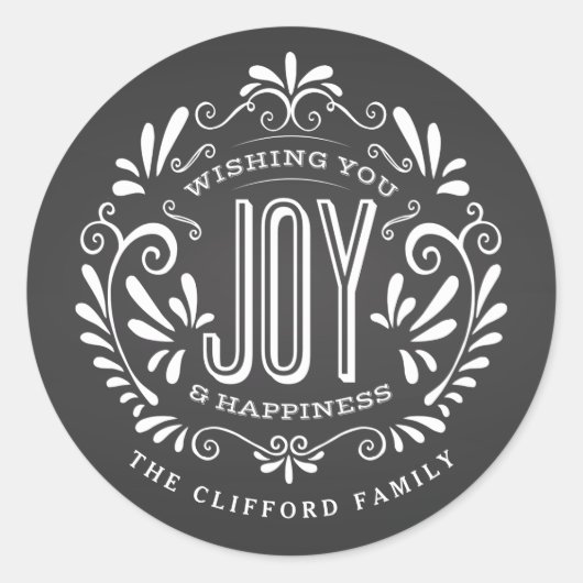 ホリデークリスマスチョークアートオーナメントシール ラウンドシール (正面)