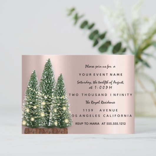 ホリデークリスマスツリーパーティーバラディナー 招待状 (スタンド正面)