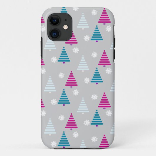 ホリデークリスマスツリーブルーピンクシンプル色 Case-Mate iPhoneケース (裏面)