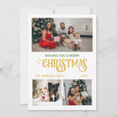 ホリデークリスマスツリー3家族フォトコラージュ シーズンカード (正面)