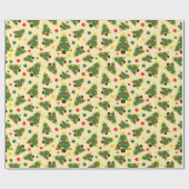 ホリデークリスマスツリー、オーナメント&スターズシームレス ラッピングペーパー (フラット)