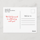 ホリデークリスマスティーバースデーパーティレッド ポストカード (裏面)