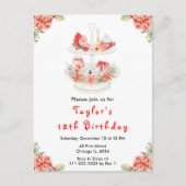 ホリデークリスマスティーバースデーパーティレッド ポストカード (正面)