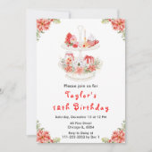 ホリデークリスマスティーバースデーパーティレッド 招待状 (正面)