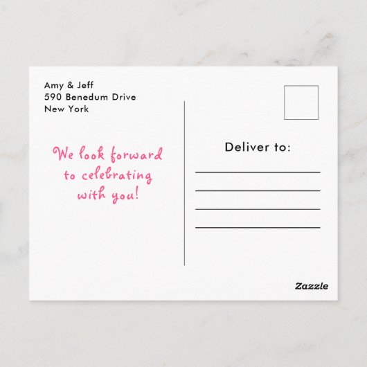 ホリデークリスマスティーバースデーパーティーピンク ポストカード (裏面)